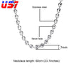 US7 Coffee Beans Link Chain 7MM 9MM Necklaces For Men Stainless Steel Rope Link Chain Necklaces Hip Hop Jewelry