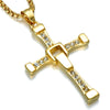 The Fast Of The Furious Dominic Toretto Foldable Crystal Cross Necklace Gold Color Stainless Steel Pendants For Men Jewelry
