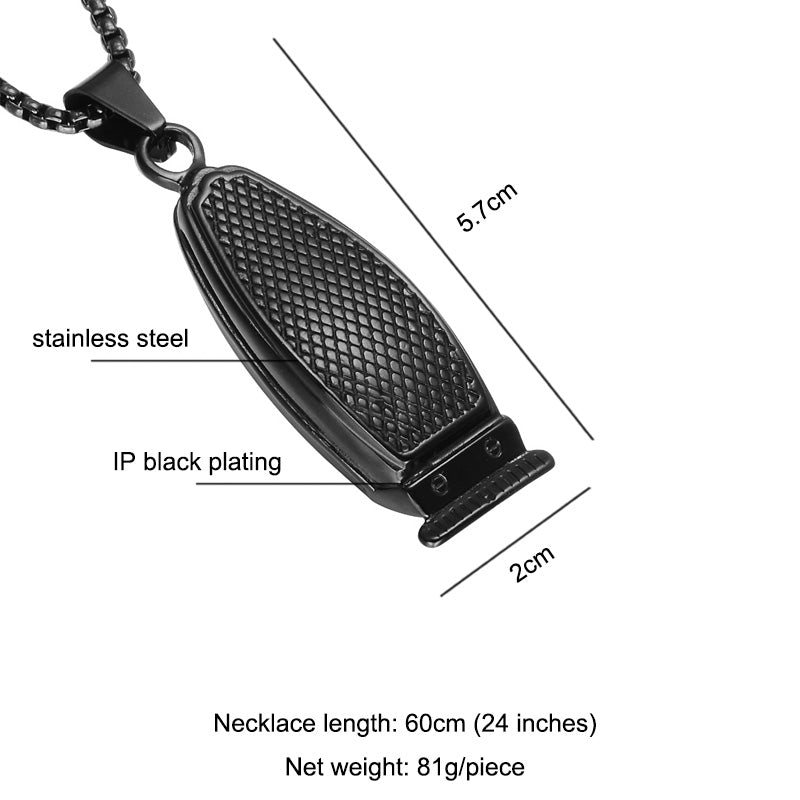 Trend Barber Clipper Pendant Necklaces Black Stainless Steel Hair Clipper Pendants For Men Barbershop Jewelry Drop Shipping