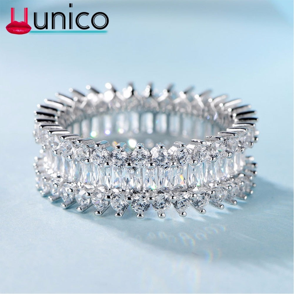 UUNICO Hot new product 3 Row zricon Wedding Rings For Women Fashion Female Teen Jewelry Z52