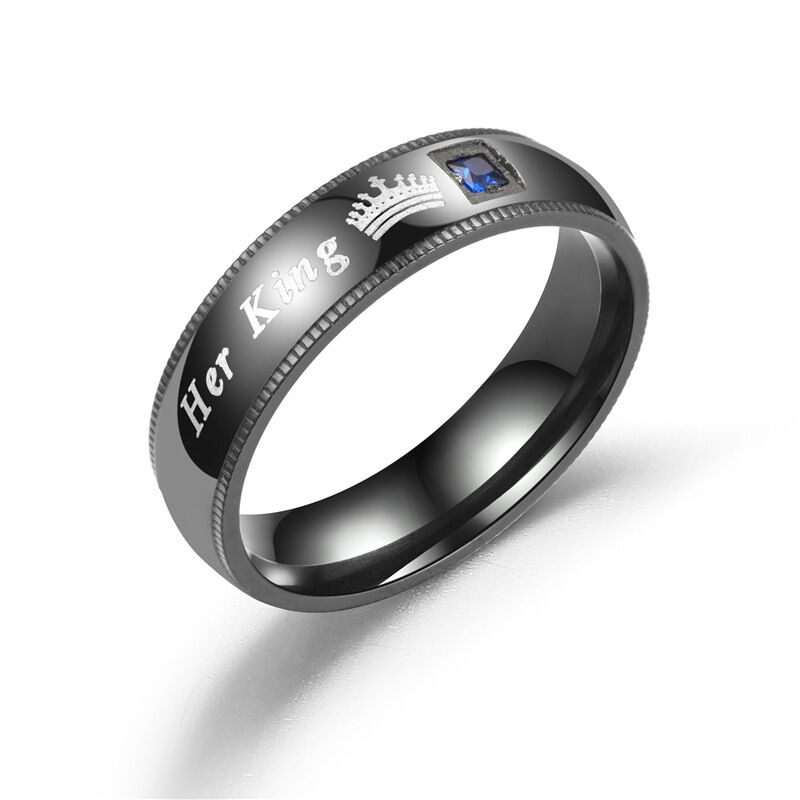 Fashion Titanium Steel Couple Ring Her King&His Queen Wedding bands Men Women Ring Jewelry DIY Gift For Lovers