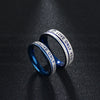 Silver Cubic Zircon Promise Rings Double Lines Groove Wedding Band Jewelry Titanium Steel Couple Rings For Men Women