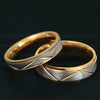 Stainless Steel Wedding Couple Rings Gold Frosted Triangle Pattern Engagement Jewelry Charm Promise Rings For Lover