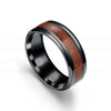 Stainless Steel Wood Grain Promise Ring Inlaid Wood Engagement Couples Ring For Women Men Fashion Lover Jewelry