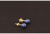 Genuine S 925 Sterling Silver Stud Earrings Natural Lapis Ball Studs Vintage Ethnic Women Beads Jewelry Handmade Brinco