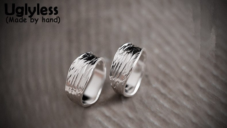 Genuine S 990 Silver Couples Finger Rings Classic Plain Lovers Wide Ring Handmade Engraved Fine Jewelry Simple Bijoux