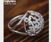 Genuine S 990 Silver Women Exaggerated Rings Hollow Flowers Opening Finger Ring Exotic Fine Jewelry Personalized Bijoux