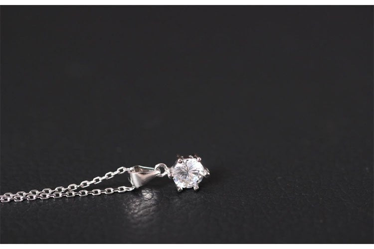 Genuine S925 Sterling Silver Simple Fashion Shinning Zircon Necklaces for Women Elegant Party Dress Chokers MINI Bijoux