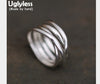 Genuine S990 Silver Circles Finger Rings Multi-layer Handmade Fine Jewelry Personalized Wide Ring Simple Fashion Bijoux