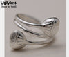 Genuine S990 Silver Lotus Finger Rings Ethnic Women Handmade Carved Flower Ring Adjustable Fine Jewelry Handmade Bijoux