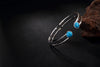 Real 925 Sterling Silver Fine Jewelry Natural Turquoise Balls Bangle 2 Layers Hollow Bijoux Women Simple Ethnic Bangles