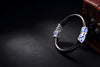 Real 925 Sterling Silver Fine Jewelry New Fashion Thick Black Sandalwood Bangles Women Enamel Lotus Bangle Retro Bijoux