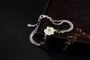 Real 925 Sterling Silver Jewelry Natural White Jade Flower Bracelets Women Romantic Floral Bracelet Jasper Beads Bijoux