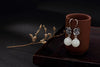 Real 925 Sterling Silver Luxury Women Natural White Jade Beads Drop Earrings Handmade Thai Silver Flower Brincos Bijoux