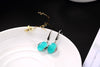 Real 925 Sterling Silver Natural Blue Amazonite Earrings Vintage Engraved Patterns Women Dress Brincos Ethnic Jewelry