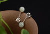 Real 925 Sterling Silver Natural Jade Beads Drop Earrings for Women Women Simple Vintage Flower Brincos Handmade Bijoux