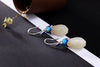 Real 925 Sterling Silver Natural Jade Magnolia Drop Earrings Women Retro Enamel Flower Brincos Jewelry Handmade Bijoux