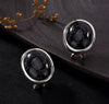 Real 925 Sterling Silver Natural Oval Turquoise Women Studs Earrings Vintage Fashion Exotic Fine Jewelry Brincos Bijoux