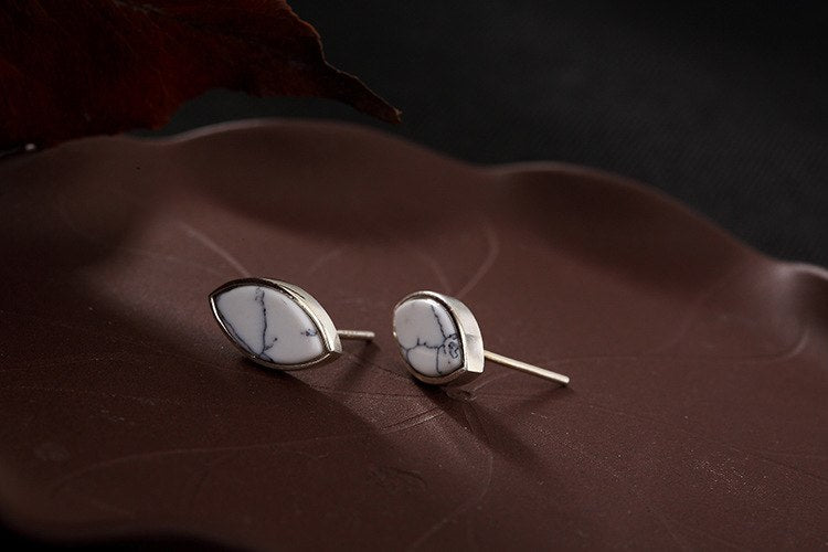 Real 925 Sterling Silver Natural Turquoise Bijoux Women Vintage Stud Earrings Ethnic Oval Brincos Exotic Fine Jewelry