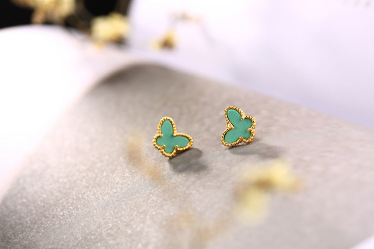 Real 925 Sterling Silver Natural Turquoise Butterfly Stud Earrings for Women Vintage Ethnic Brincos Bijoux Fine Jewelry