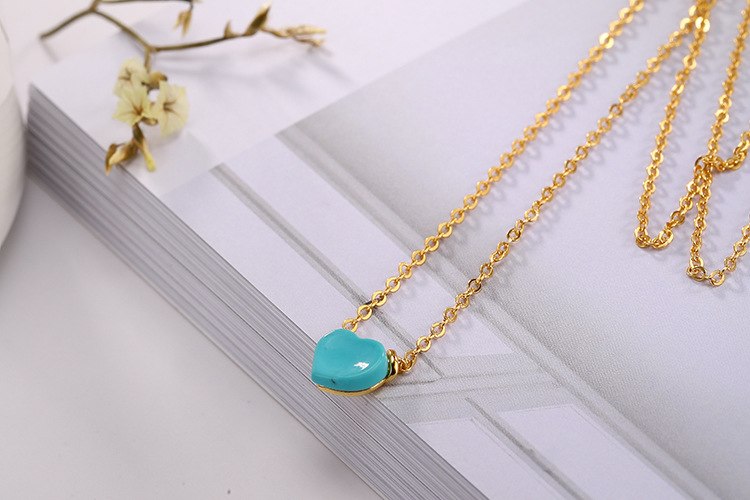 Real 925 Sterling Silver Natural Turquoise Heart-shape Pendants Necklaces for Women Vintage Fine Jewelry Ethnic Bijoux