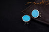Real 925 Sterling Silver Natural Turquoise Round Stud Earrings Fashion Vintage Women Ethnic Brincos Bijoux Fine Jewelry