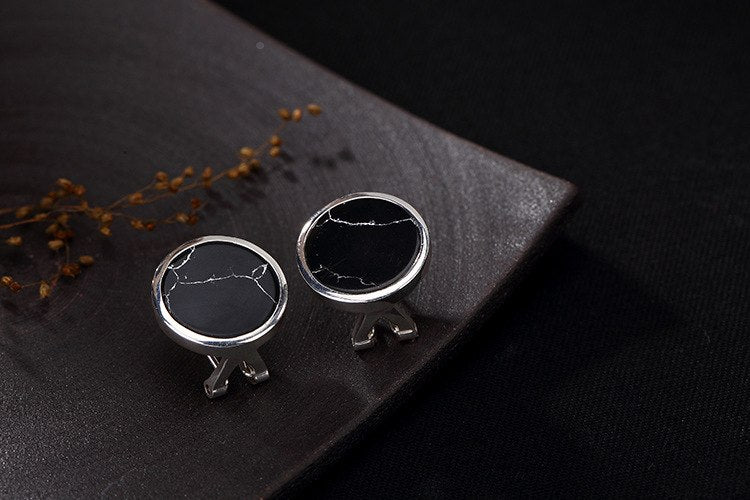 Real 925 Sterling Silver Natural Turquoise Round Stud Earrings Fashion Vintage Women Ethnic Brincos Bijoux Fine Jewelry