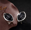 Real 925 Sterling Silver Natural Turquoise Women Evening Dress Stud Earrings Oval Ladies Vintage Brincos Ethnic Bijoux