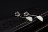 Real 925 Sterling Silver Natural White Jade Flower Dangle Earrings for Women Handmade Plum Flower Brincos Ethnic Bijoux