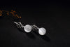 Real 925 Sterling Silver Nature Chalcedony Women Dangle Balls Earrings Handmade Rose Brincos Fine Jewelry Ethnic Bijoux