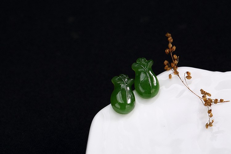Real 925 Sterling Silver Nature Green Jade Rose Stud Earrings Women Vintage Ethnic Jasper Brincos Bijoux Floral Jewelry