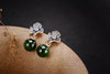 Real 925 Sterling Silver Nature Jade Balls Dangle Earrings Handmake Jasper Flower Brincos for Women Thai Silver Jewelry