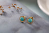 Real 925 Sterling Silver Women Fine Jewelry Nature Turquoise Beads Stud Earrings Handmade Ethnic Brincos Vintage Bijoux