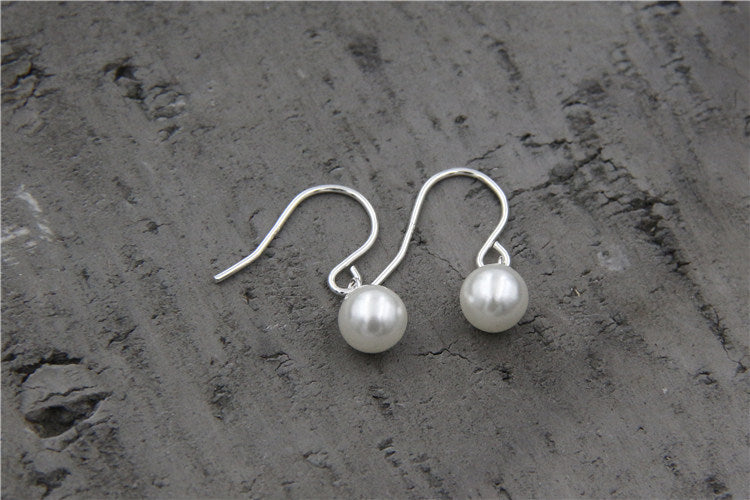 Real 925 Sterling Silver Women Natural Pearl Balls Dangle Earrings Handmade Elegant Lady Statement Brincos Bijoux 3Size