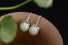 Real 990 Fine Silver Women Vintage Jewelry Handmade Leaf Dangle Earrings Natural White Jade Ball Brincos Hollow Bijoux