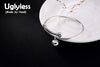 Real 990 Silver Fine Jewelry Cute Ball Charms Bangles for Women Simple Fashion Glossy Bangle Handmade Adsjutable Bijoux