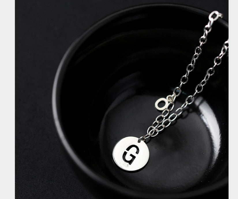 Real S 925 Sterling Silver Alphabet Necklaces with Letters Pendants Unisex Cross Chains Jewelry Handmade Round Bijoux