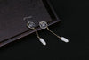 Real S 925 Sterling Silver Flower Earrings for Women Ethnic Vintage Dangle Earrings Natural Jade Orchid Jewelry Brincos