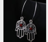 Real S 925 Sterling Silver Hands Earrings Hollow Vintage Hollow Brincos Natural Agate Balls Fine Jewelry Ethnic Bijoux
