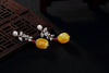 Real S 925 Sterling Silver Natural Amber Earrings for Women Beeswax Brincos Handmade Flowers Fine Jewelry Pearl Bijoux