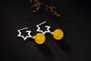 Real S 925 Sterling Silver Natural Pearls Dangle Earrings Cute Star Brincos Chalcedony Balls Fine Jewelry Korean Bijoux