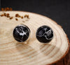 Real S 925 Sterling Silver Natural Turquoise Studs Earrings for Women Vintage Ethnic Round Brincos Handmade Fine Bijoux