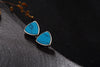 Real S 925 Sterling Silver Natural Turquoise Triangle Studs Earrings for Women Ethnic Vintage Brincos Geometric Bijoux