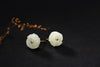 Real S 925 Sterling Silver Natural White Jade Plum Blossom Stud Earrings for Women Fine Jewelry Handmade Flower Brincos