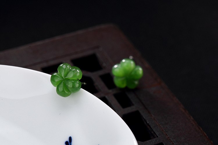 Real S 925 Sterling Silver Nature Green Jade Plum Flower Stud Earrings Women Fine Jasper Jewelry Handmade Ethnic Bijoux