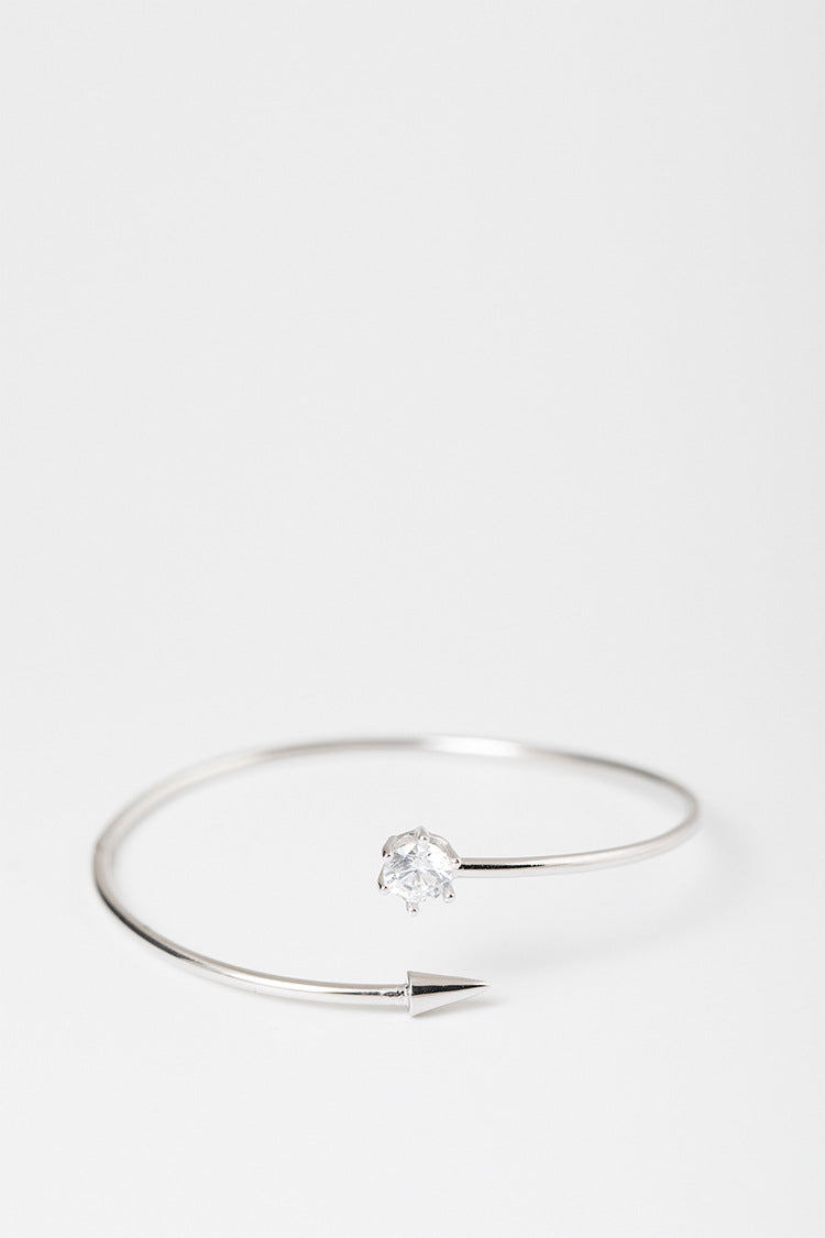 Real S 925 Sterling Silver Simple Fashion Zircon Bangles Korean Designer Co Arrow Jewelry Open Bangle Handmade Bijoux