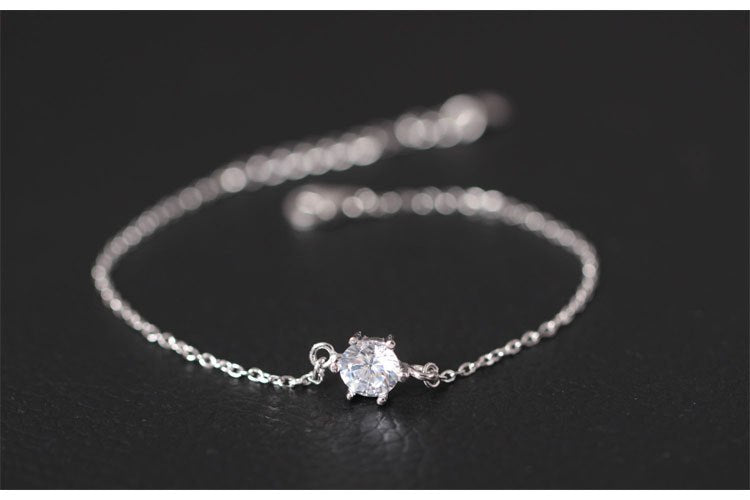Real S 925 Sterling Silver Women Handmade Thin Chains Bracelet Zircon Bracelet Design Simple Korean Fine Jewelry Bijoux