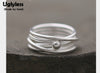 Real S 990 Fine Silver Multi-layer Circles Rings Women Simple Fashion Wide Finger Ring Ball Charms Jewelry Twist Bijoux