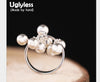 Real S 990 Silver Balls Charm Rings for Women Exaggerated Beading Finger Ring Fashion Exotic Tassel Fine Jewelry Bijoux