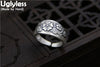 Real S 999 Fine Silver Jewelry Women Ethnic Finger Rings Embossed Flower Handmade Open Ring Vintage Floral Wide Bijoux
